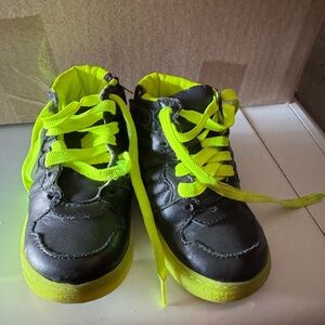 Kids Black and Neon Green Sneakers